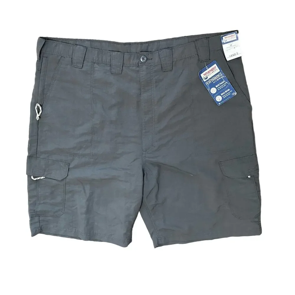 Wrangler Men's Outdoor Cargo Shorts Gray Performance Multi Pocket Nylon Size 46